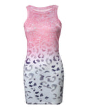 Contrast Leopard Print Sleeveless Ribbed Bodycon Dress