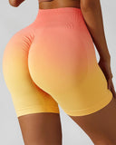 Tie Dye Print Ombre Butt Lifting Seamless Active Shorts