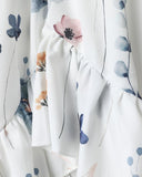 Floral Print Ruffle Hem Split Sleeve Top