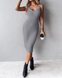 2PCS/Set Cable Knit Long Sleeve Sweater Top & Slip Midi Dress