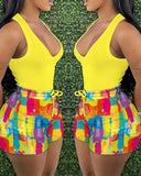 Melting Colors All over Print Tank Top & Shorts Set