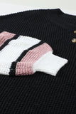 striped raglan sleeve drop shoulder sweater