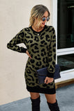leopard crewneck sweater dress