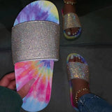 Slip-On Flip Flop Flat With Rhinestone Summer Slippers