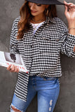 houndstooth print button front shirt jacket