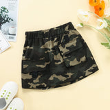 girls cropped top and camouflage skirt set