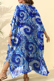 Plus Size Street Dot Leopard Paisley Patchwork Asymmetrical Printing V Neck Irregular Dress Plus Size Dresses
