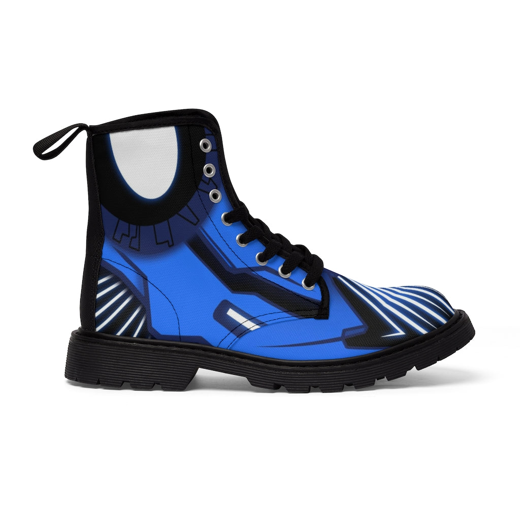 futuristic space mechanic blue mens boots