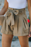pleated high waist belted shorts