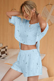 crescent moon crop high low top and shorts set