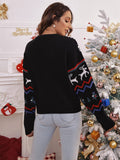 merry christmas print long sleeve sweater