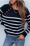 heart shaped button striped sweater