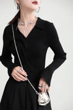 collared v neck long sleeve sweater