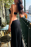 Sexy Casual Solid Backless Slit Spaghetti Strap Sleeveless Two Pieces