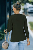 boat neck button sleeve top