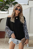 contrast floral balloon sleeve blouse