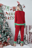 merry christmas striped patch pajama set