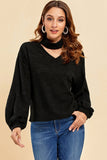 cut out front balloon sleeve top