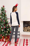christmas pattern top and striped pants lounge set