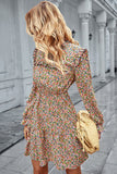 floral ruffle collar frill trim dress