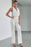 sequined sleeveless cowl neck jumpsuit