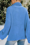 funnel neck waffle knit sweater