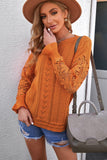 openwork spliced lace knit top
