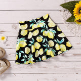 girls bow detail cropped top and lemon print skirt set