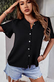 button front frill trim textured blouse