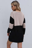 mid length color block sweater dress