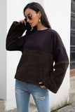 dropped shoulder spliced fleece sweatshirt