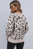leopard long sleeve round neck sweater