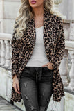 Casual Leopard Patchwork Turndown Collar Outerwear