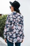 floral print covered button front blouse
