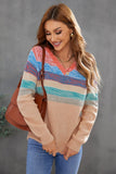 striped v neck pullover sweater