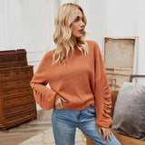 balloon sleeve ruched sweater