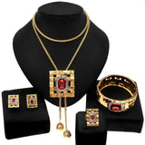 dubai gold rhinestones plated chain jewelry set