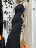 gothic spider web patchwork long dress