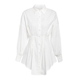 batwing sleeve pleated high waist slim blouse