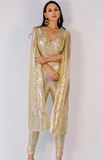 deep v neck angel wings gold sequin jumpsuit