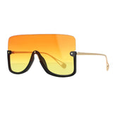 oversized half rimless flat top retro sunglasses