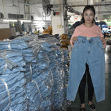 cotton loose high waist mom jeans