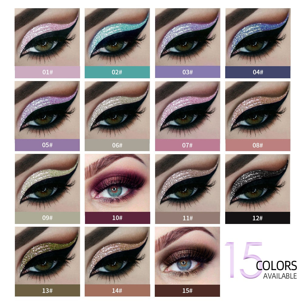 15 colors liquid light waterproof glitter shimmer eyeshadow