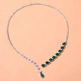 green crystal collar necklace zircon bridal water drop open choker necklace