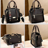 pu leather double handle printed strap crossbody bag