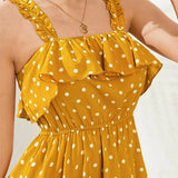 spaghetti strap ruffle polka dot summer dress