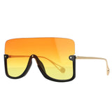 oversized half rimless flat top retro sunglasses