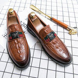 genuine croc leather round toe loafers