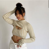turtleneck long sleeve with cut out cropped top