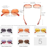 rimless retro cutting lens gradient sunglasses